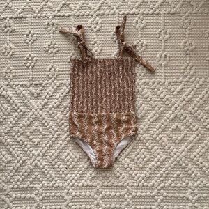 Minnow One Piece Swimsuit in Floral Brown